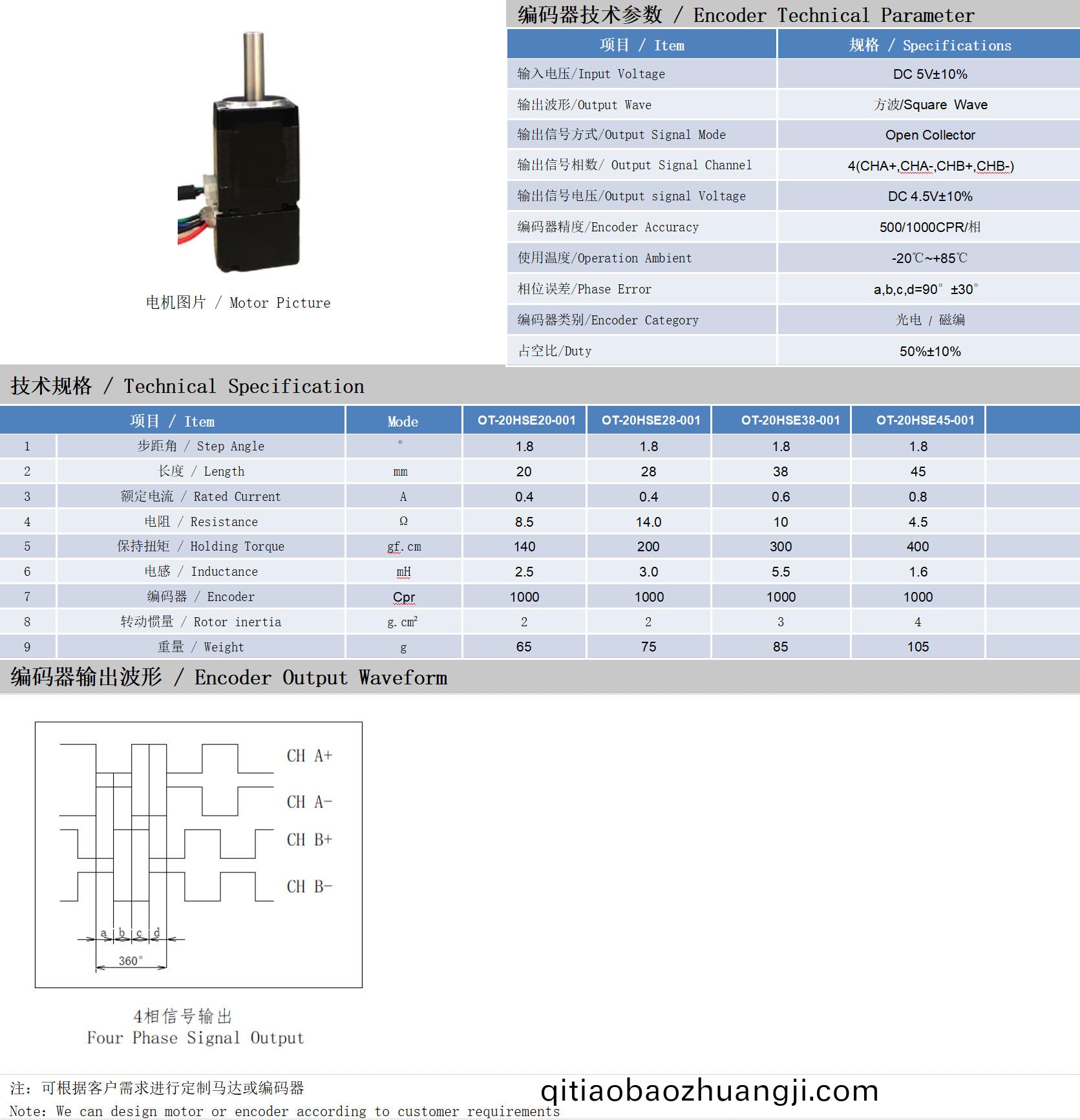 20係列1.8°兩相閉(bi)環(huan)步(bu)進電(dian)機技術(shu)蓡(shen)數(shu)